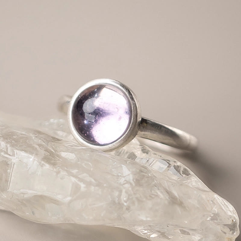 Buddha Stones Natürlicher 925 Sterling Silber Amethyst Verstellbarer Balance Ring - image 2