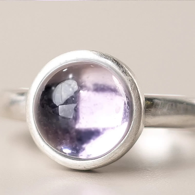 Buddha Stones Natürlicher 925 Sterling Silber Amethyst Verstellbarer Balance Ring - image 3