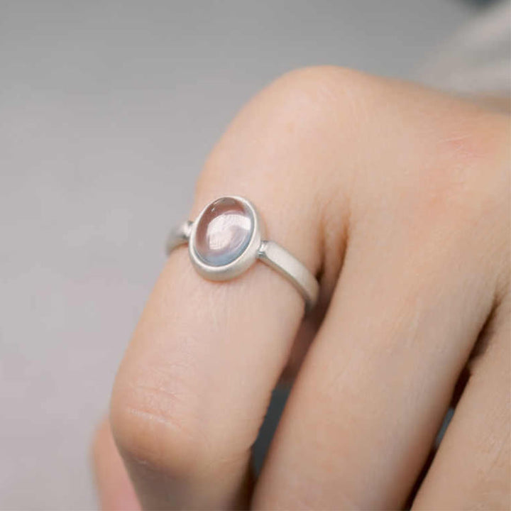 Buddha Stones Natürlicher 925 Sterling Silber Rosa Kristall Verstellbarer Wärmering