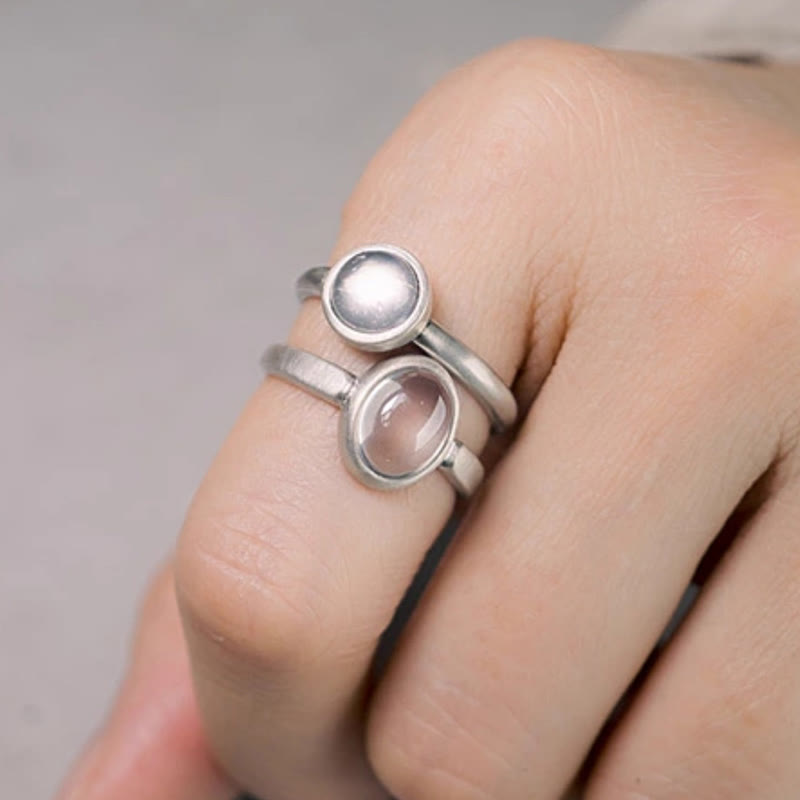 Buddha Stones Natürlicher 925 Sterling Silber Rosa Kristall Verstellbarer Wärmering