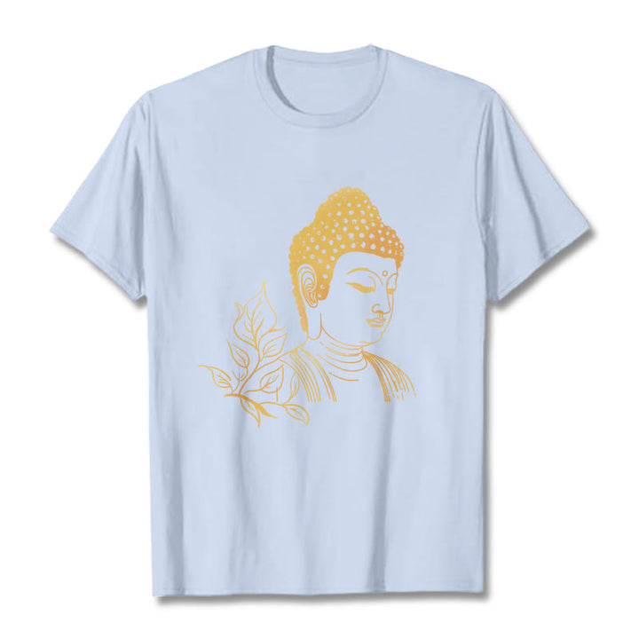 Buddha Stones Goldene Blätter Meditation Buddha T-Shirt - HellCyan - 2XL - image 19