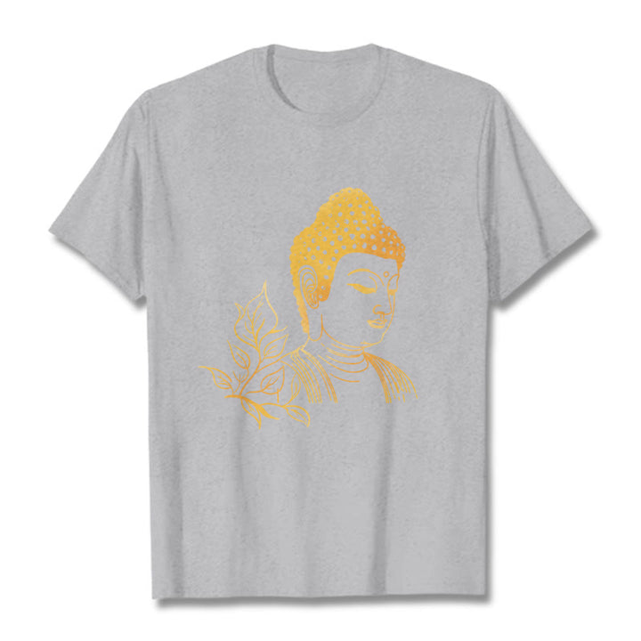 Buddha Stones Goldene Blätter Meditation Buddha T-Shirt - Hellgrau - 2XL - image 20