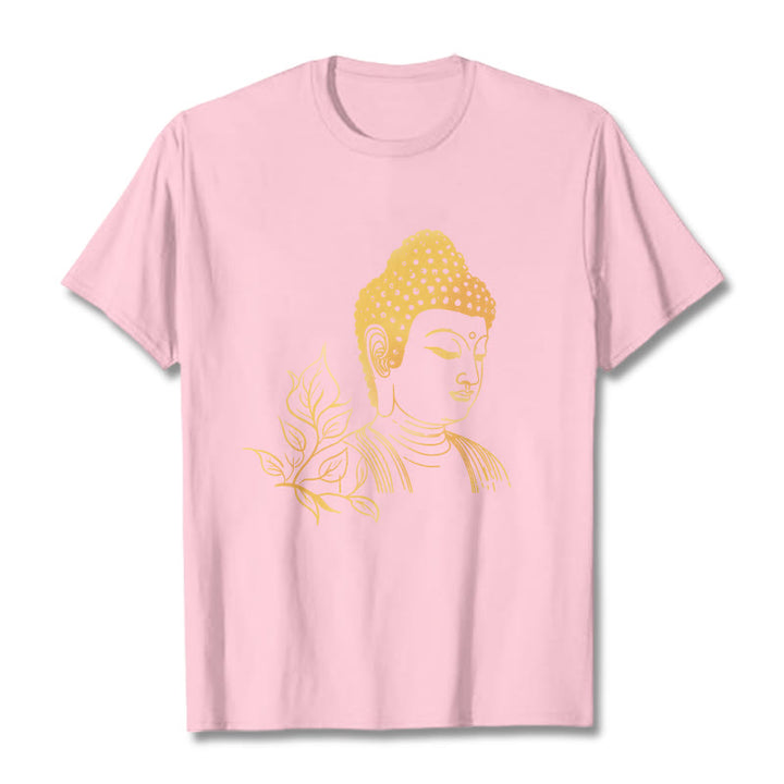 Buddha Stones Goldene Blätter Meditation Buddha T-Shirt - Hellrosa - 2XL - image 13