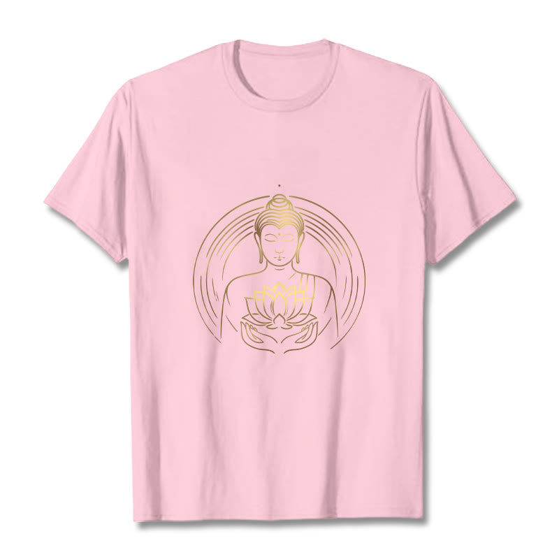 Buddha Stones Goldener Buddha Hält EINE Lotus Blume T T-shirt - Hellrosa - 2XL - image 13