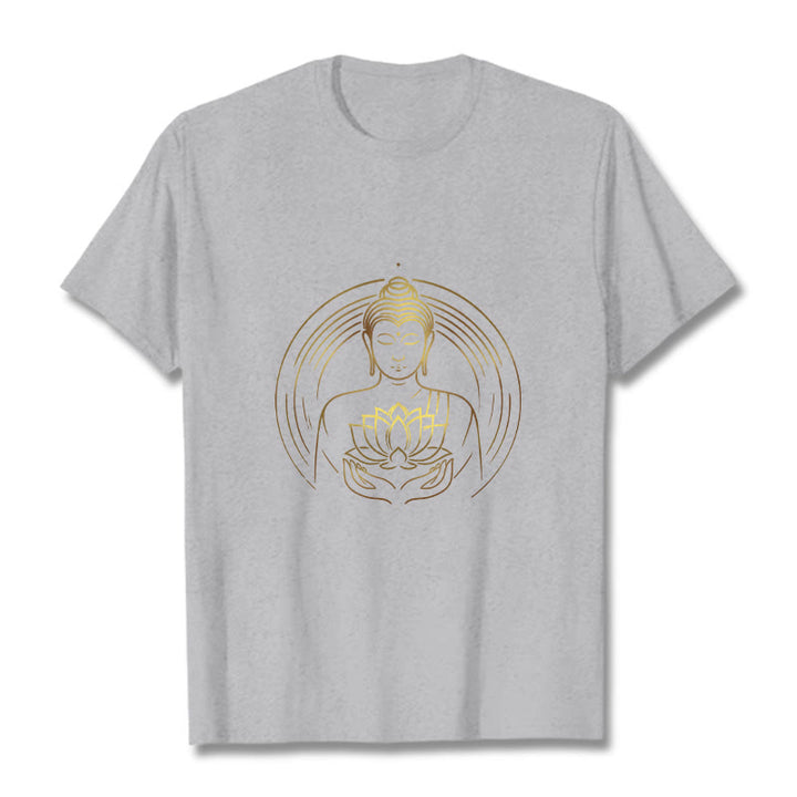 Buddha Stones Goldener Buddha Hält EINE Lotus Blume T T-shirt - Hellgrau - 2XL - image 20