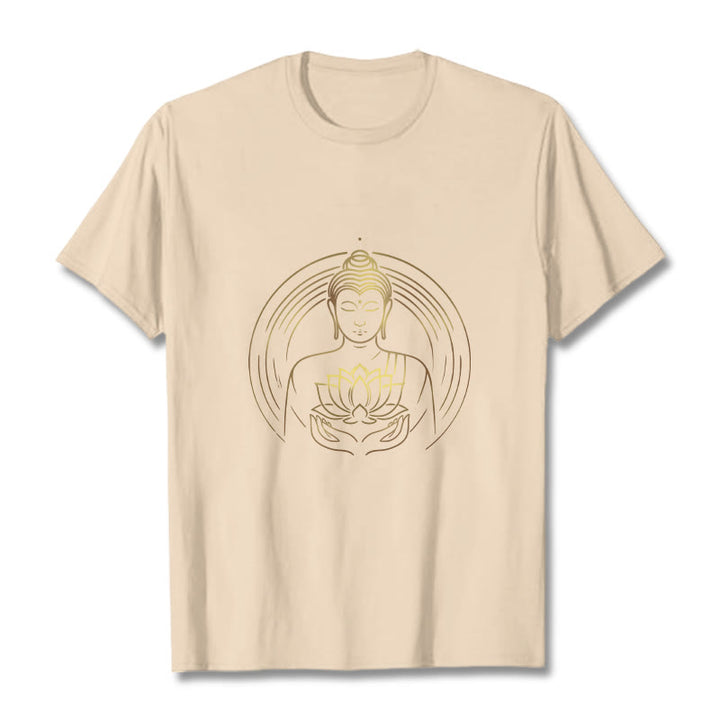 Buddha Stones Goldener Buddha Hält EINE Lotus Blume T T-shirt - Bisque - 2XL - image 9