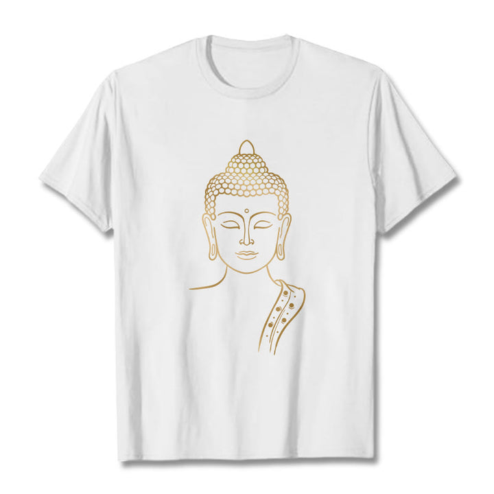 Buddha Stones Golden Buddha In Tiefe Meditation T T-shirt - Weiß - 2XL - image 4