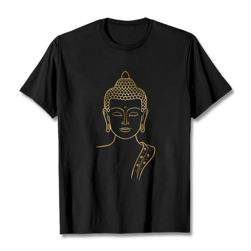 Buddha Stones Golden Buddha In Tiefe Meditation T T-shirt - Schwarz - 2XL - image 7