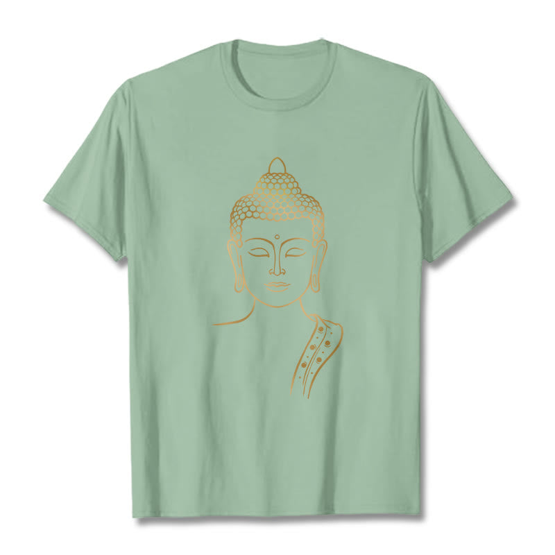 Buddha Stones Golden Buddha In Tiefe Meditation T T-shirt - Blassgrün - 2XL - image 15