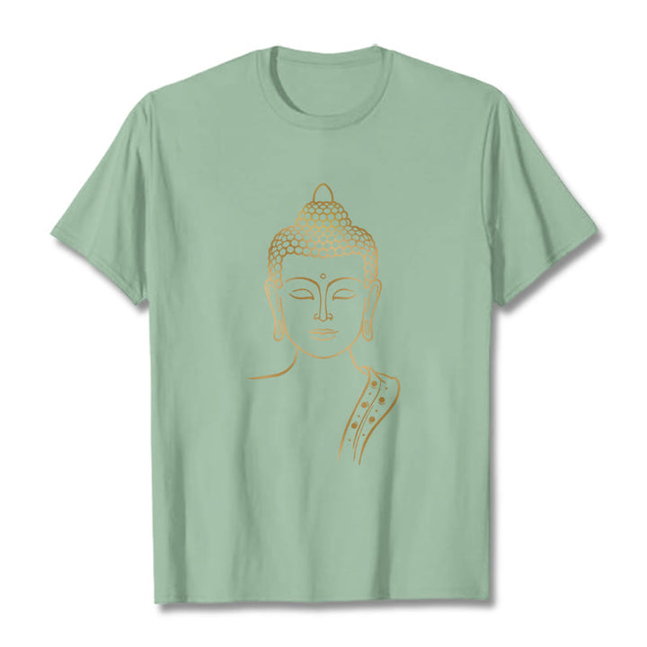 Buddha Stones Golden Buddha In Tiefe Meditation T T-shirt - Blassgrün - 2XL - image 15