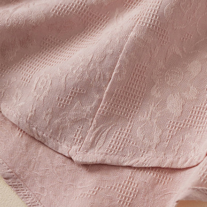 Buddha Stones Lässiges Damenhemd aus Baumwolle und Leinen mit Blumen- und Frosch-Knopfleiste und halblangen Ärmeln - image 12