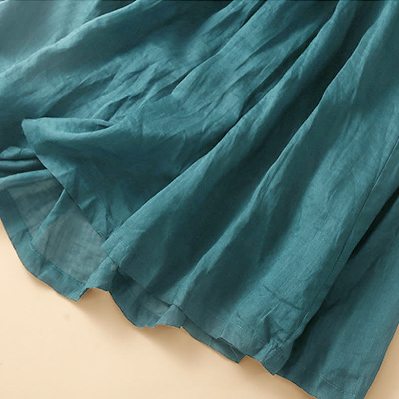 Buddha Stones Damenrock mit Schnürung, elastischer Taille und Taschen - image 8