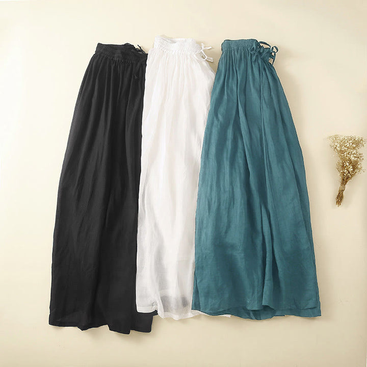 Buddha Stones Damenrock mit Schnürung, elastischer Taille und Taschen - image 1