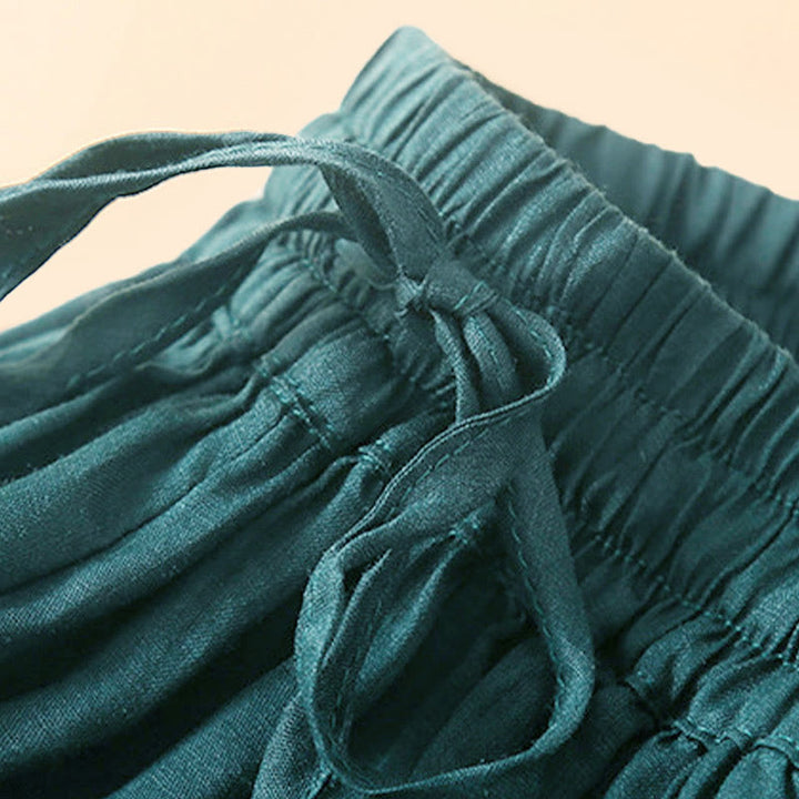 Buddha Stones Damenrock mit Schnürung, elastischer Taille und Taschen - image 3