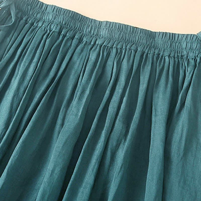 Buddha Stones Damenrock mit Schnürung, elastischer Taille und Taschen - image 6