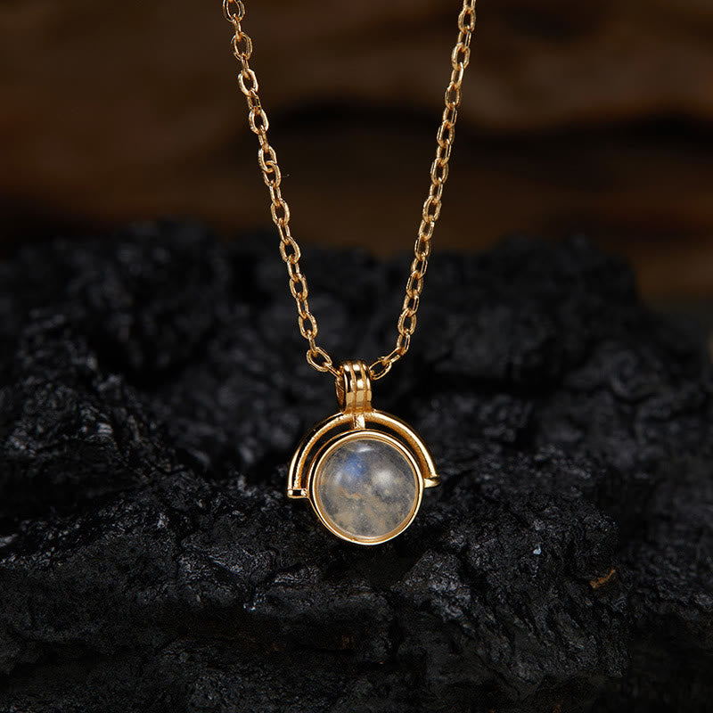 Buddha Stones Halskette mit Anhänger „Confidence“ aus 925er Sterlingsilber, Roter Achat, Tigerauge, Aquamarin, Mondstein