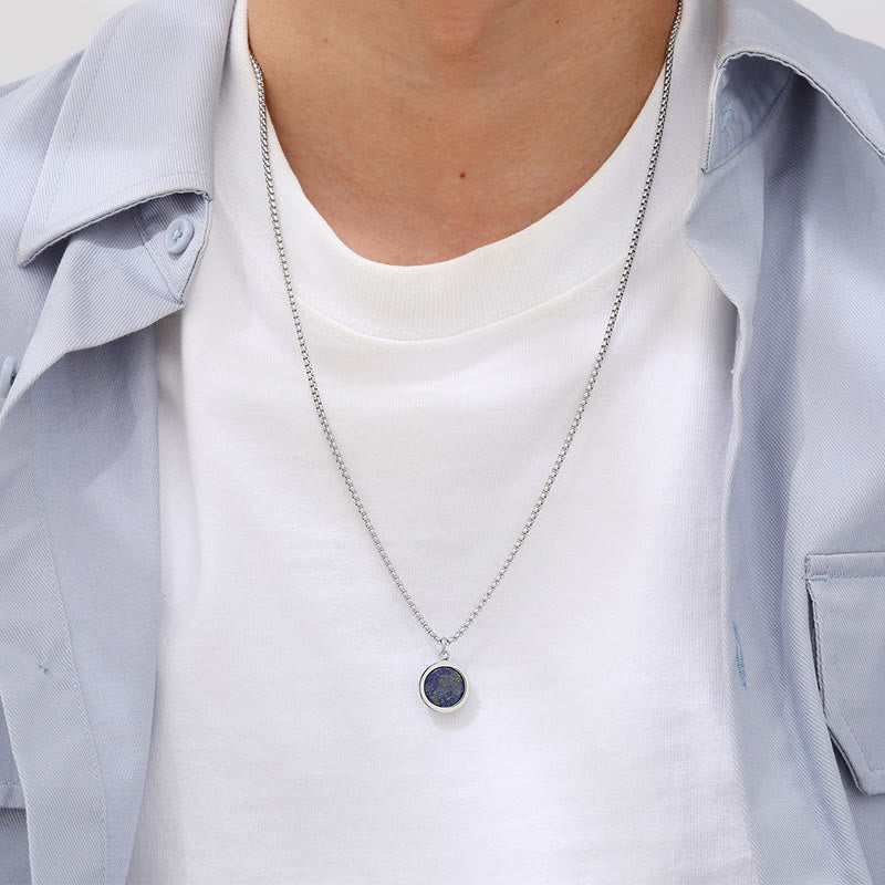 Buddha Stones Naturstein Türkis Tigerauge Lazurit Malachit Titanstahl Reinigung Halskette Anhänger