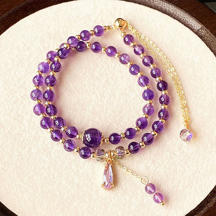Buddha Stones Natürliche Amethystperlen Balance Mehrschichtiges Armband