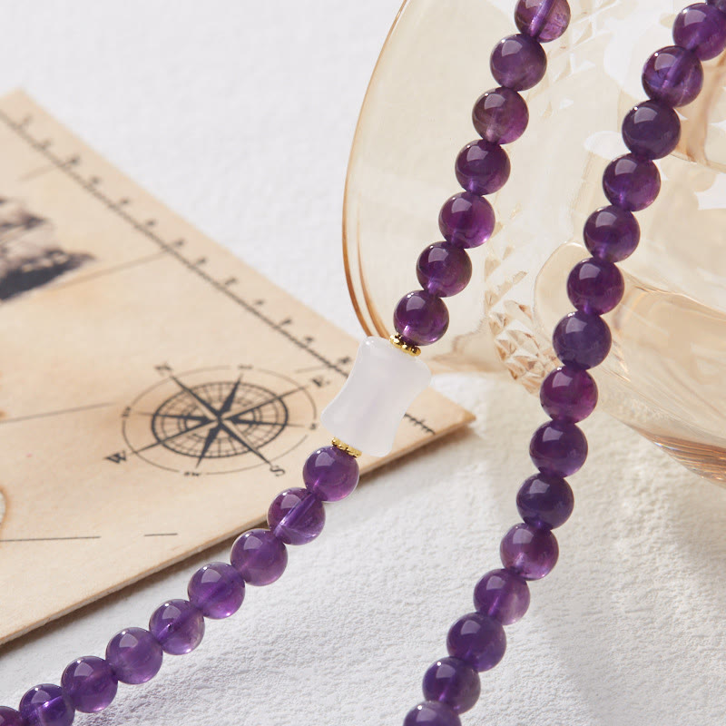 Buddha Stones, natürliche Amethyst-Perlen, Münze, hängender Kürbis, Chalcedon, Lotus-Balance, mehrschichtiges Armband