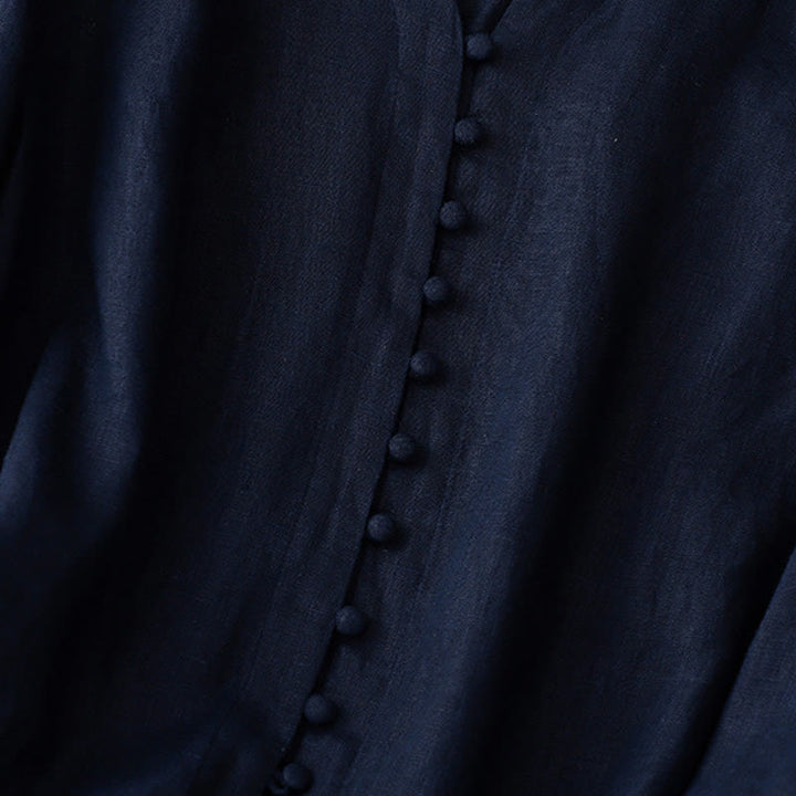 Buddha Stones V-Ausschnitt Design Damen Langarmshirt aus Baumwolle und Leinen - image 11