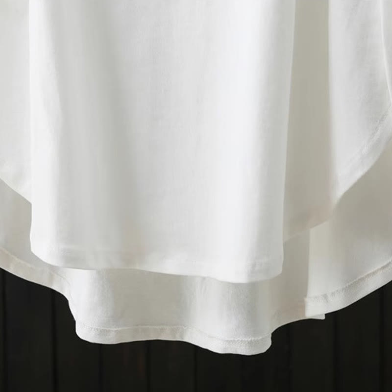 Buddha Stones Lässiges, lockeres Sommer-T-Shirt aus schlichter Baumwolle mit Rundhalsausschnitt für Damen - image 6