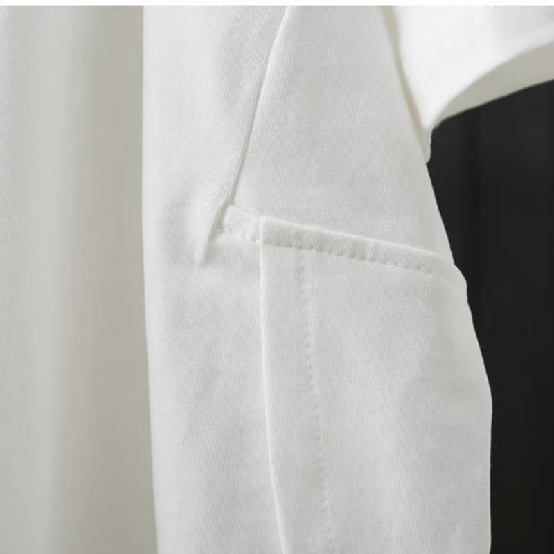 Buddha Stones Lässiges, lockeres Sommer-T-Shirt aus schlichter Baumwolle mit Rundhalsausschnitt für Damen - image 8