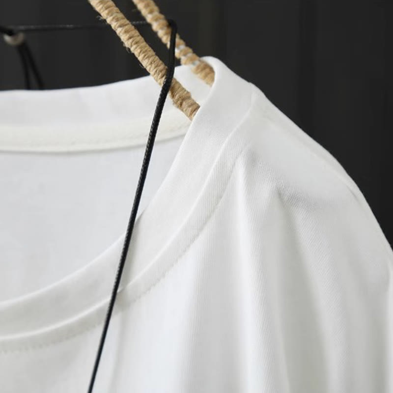 Buddha Stones Lässiges, lockeres Sommer-T-Shirt aus schlichter Baumwolle mit Rundhalsausschnitt für Damen - image 9