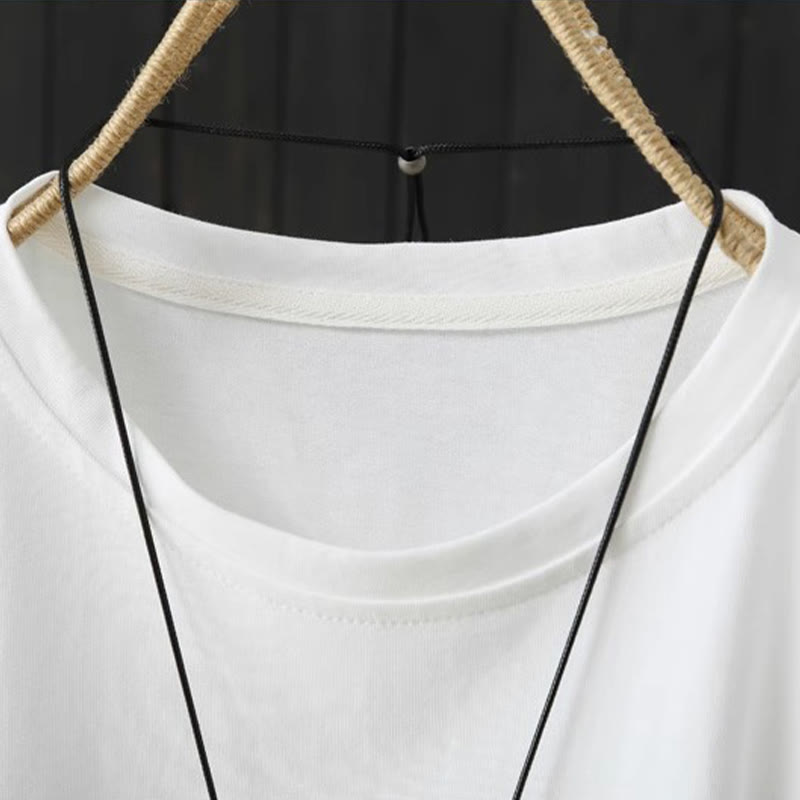 Buddha Stones Lässiges, lockeres Sommer-T-Shirt aus schlichter Baumwolle mit Rundhalsausschnitt für Damen - image 12