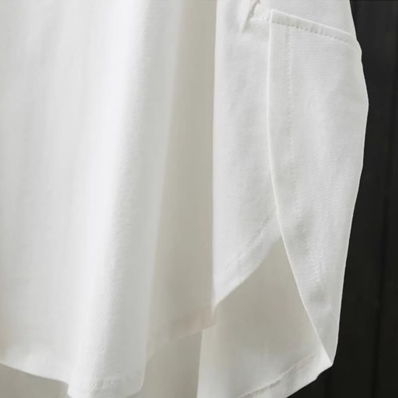 Buddha Stones Lässiges, lockeres Sommer-T-Shirt aus schlichter Baumwolle mit Rundhalsausschnitt für Damen - image 7