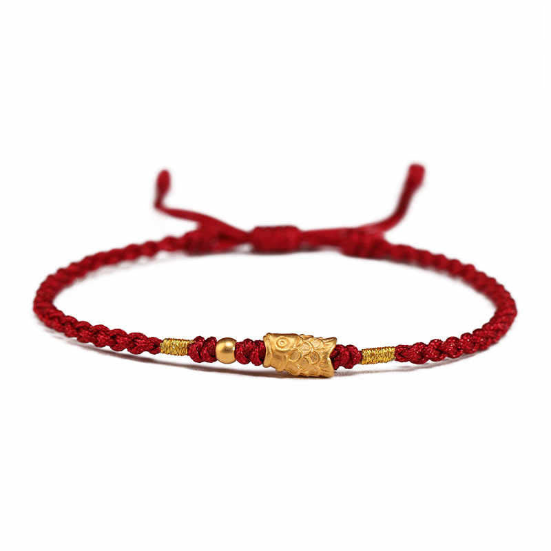 Buddha Stones 999 Gold Glücksschutz Koi Fisch Handgefertigtes geflochtenes Schnurarmband - image 6