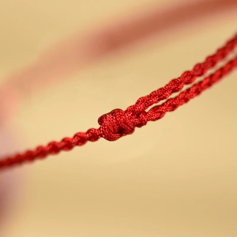 Buddha Stones Zinnoberperlen Pfirsichholz Segensschnur Armband