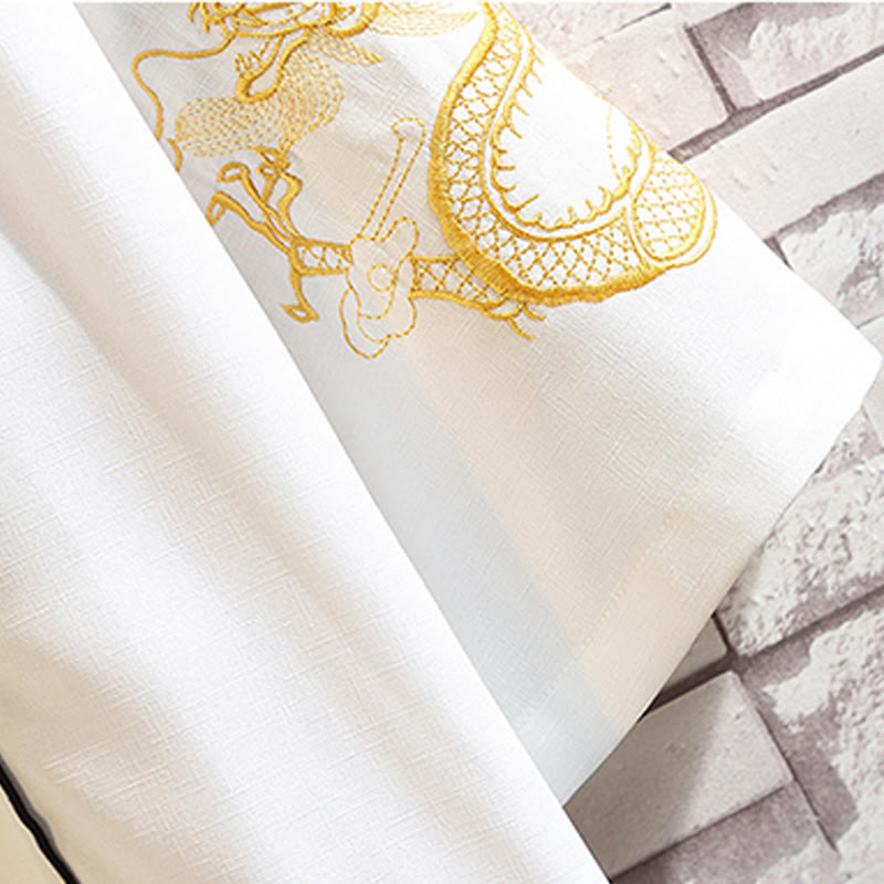 Buddha Stones -Stickerei, Drache, Phönix, Glücksbringer, Wolken, Wellen, Blätter, Kraniche, offene Vorderseite, Jacke, Herren-Kimono - image 32