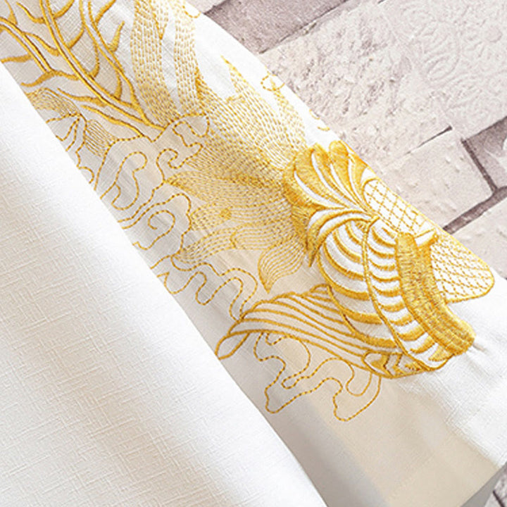 Buddha Stones -Stickerei, Drache, Phönix, Glücksbringer, Wolken, Wellen, Blätter, Kraniche, offene Vorderseite, Jacke, Herren-Kimono - image 24