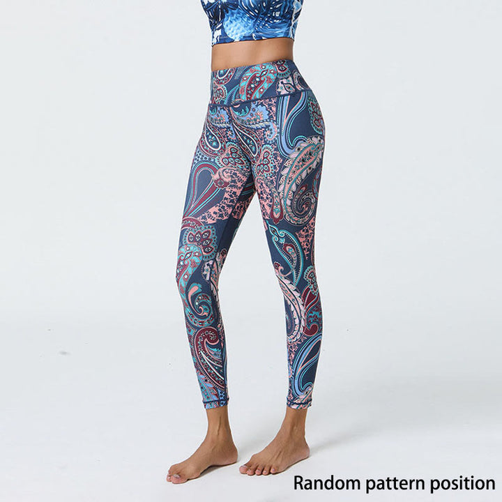 Buddha Steine Blumen Federn Sonne Mond Druck Sport Fitness Yoga Hohe Taille Leggings frauen Hosen - image 1