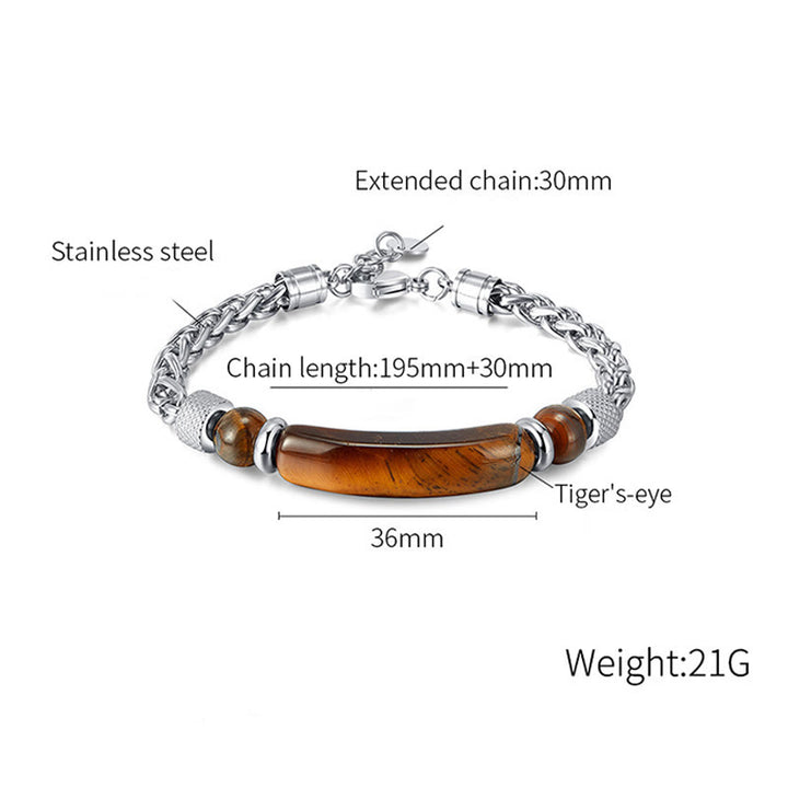 Buddha Stones Tigerauge Schwarzer Obsidian Stein Titanstahl Stärke Schnalle Armband