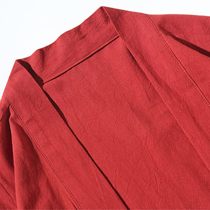 Buddha Stones -Stickerei, fliegende weiße Kraniche, Baumwolle, Leinen, offene Vorderseite, Herren-Kimono - image 4