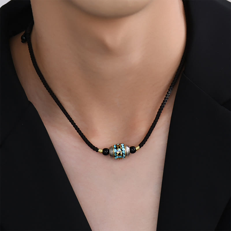 Buddha Stones Tibet Om Mani Padme Hum Dzi Perle Muster Schutz Drehbare Halskette Anhänger - image 11