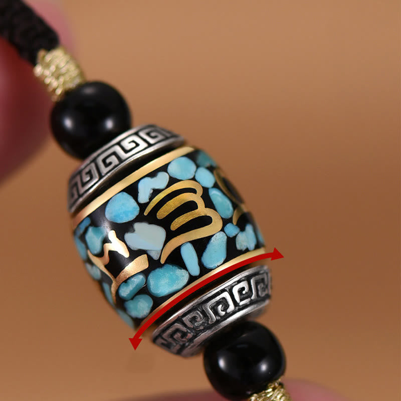 Buddha Stones Tibet Om Mani Padme Hum Dzi Perle Muster Schutz Drehbare Halskette Anhänger - image 9