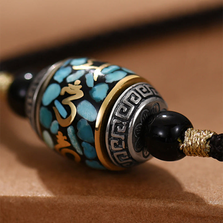 Buddha Stones Tibet Om Mani Padme Hum Dzi Perle Muster Schutz Drehbare Halskette Anhänger - image 4