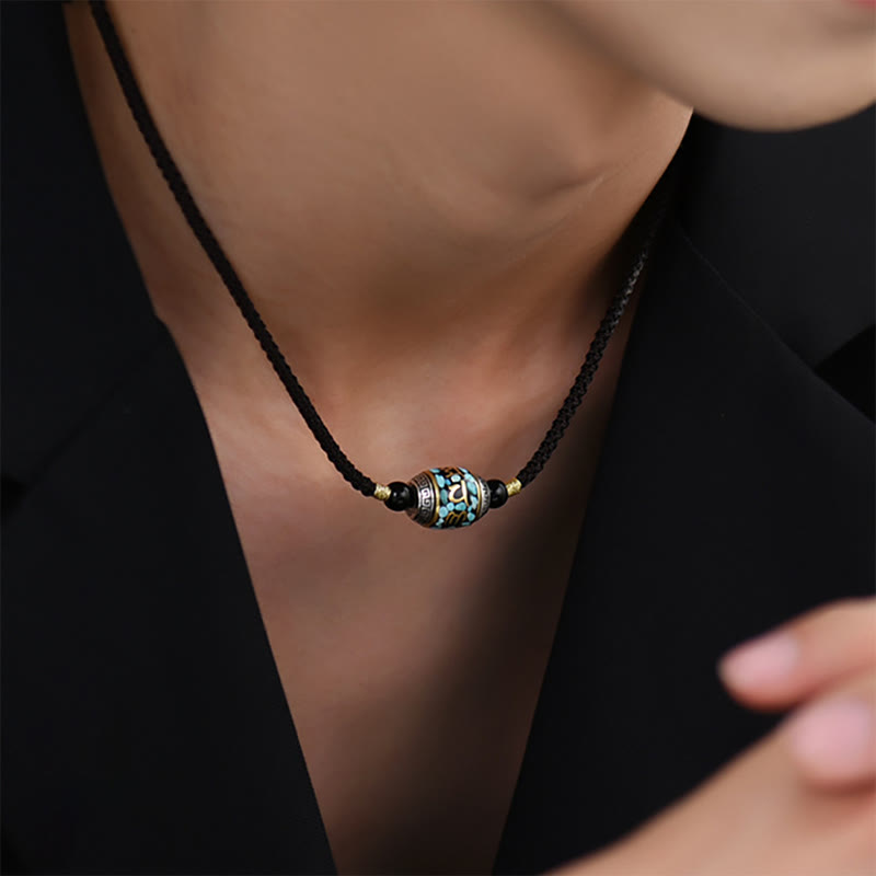 Buddha Stones Tibet Om Mani Padme Hum Dzi Perle Muster Schutz Drehbare Halskette Anhänger - image 5