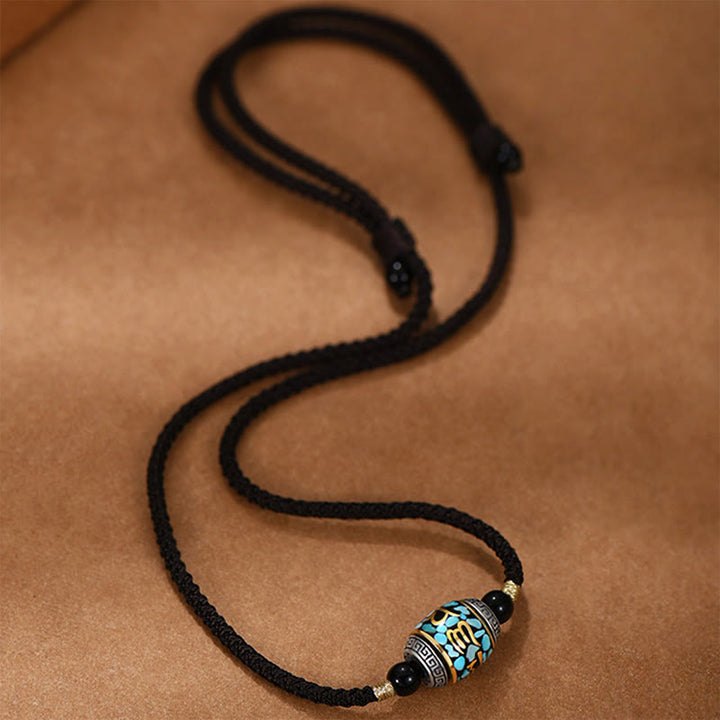 Buddha Stones Tibet Om Mani Padme Hum Dzi Perle Muster Schutz Drehbare Halskette Anhänger - image 3