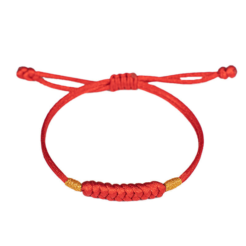 Buddha Stones Handgemachtes geflochtenes rotes String Happy Knot Flachknoten Buntes Seilarmband - image 10