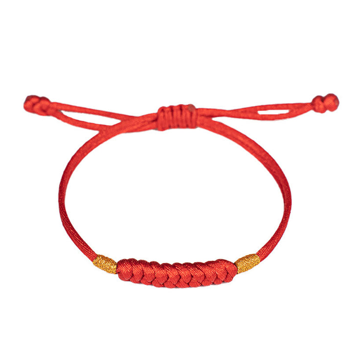 Buddha Stones Handgemachtes geflochtenes rotes String Happy Knot Flachknoten Buntes Seilarmband - image 10