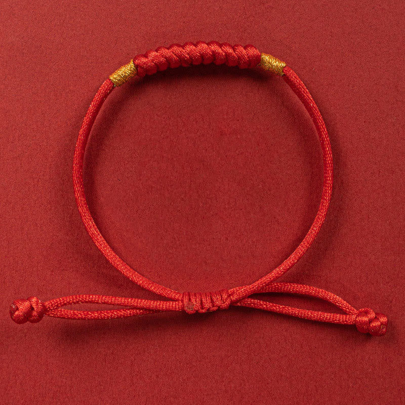 Buddha Stones Handgemachtes geflochtenes rotes String Happy Knot Flachknoten Buntes Seilarmband - image 2