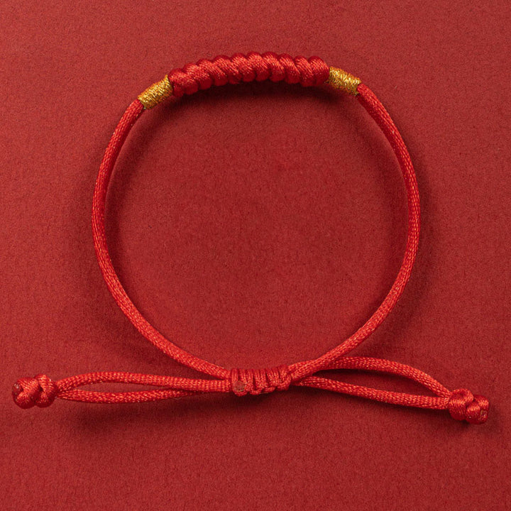 Buddha Stones Handgemachtes geflochtenes rotes String Happy Knot Flachknoten Buntes Seilarmband - image 2