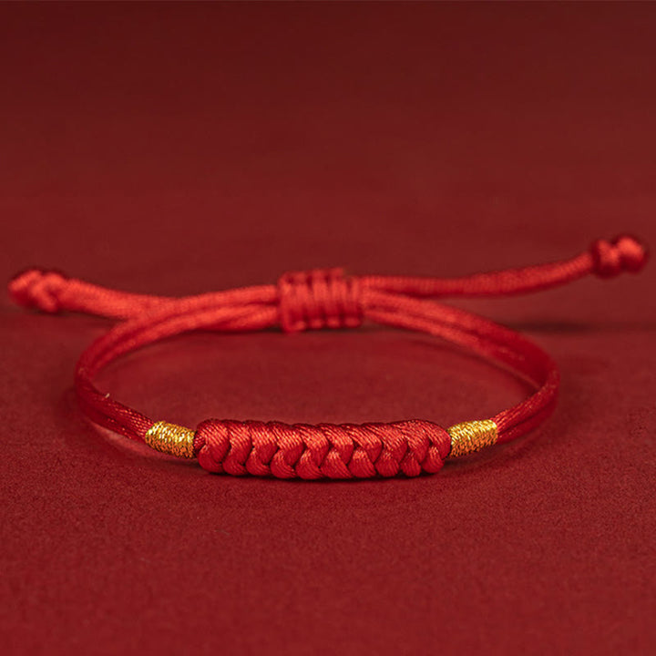 Buddha Stones Handgemachtes geflochtenes rotes String Happy Knot Flachknoten Buntes Seilarmband - Rotes Seil - 16-17 cm - image 1