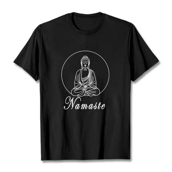 Buddha Stones NAMASTE Buddha Meditierendes T-Shirt - Schwarz - 2XL - image 1