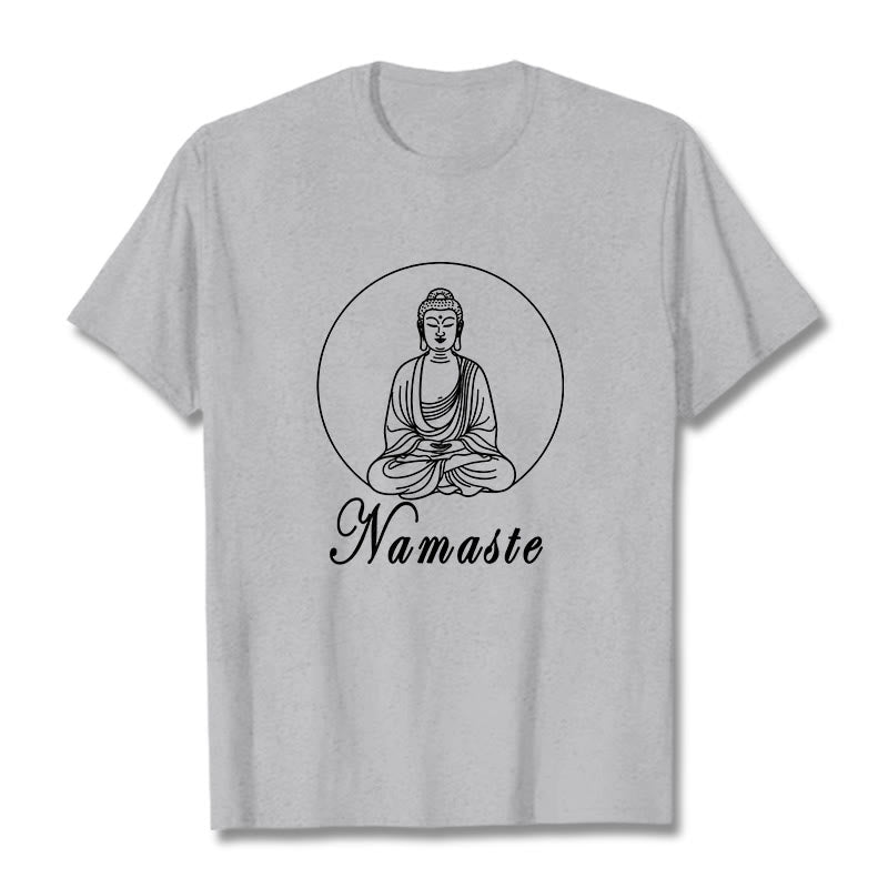 Buddha Stones NAMASTE Buddha Meditierendes T-Shirt - Hellgrau - 2XL - image 20