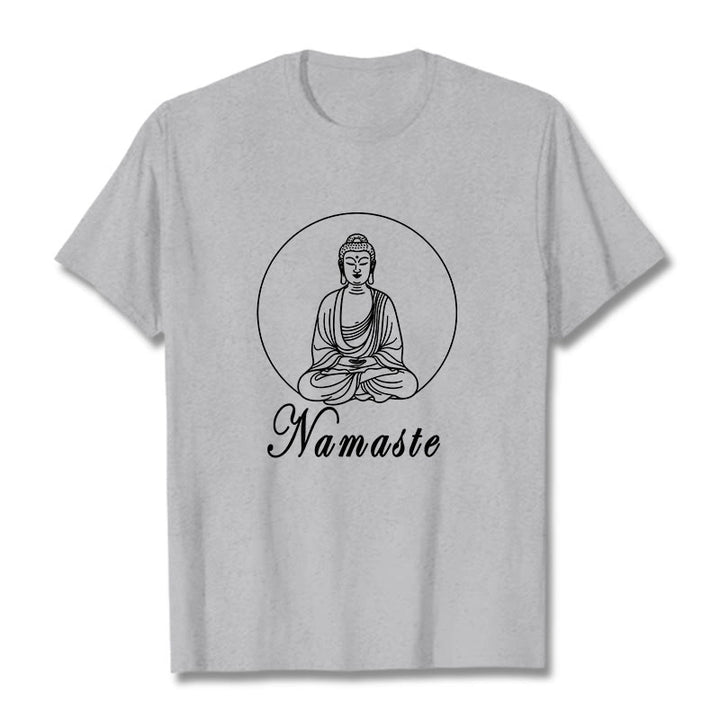 Buddha Stones NAMASTE Buddha Meditierendes T-Shirt - Hellgrau - 2XL - image 20