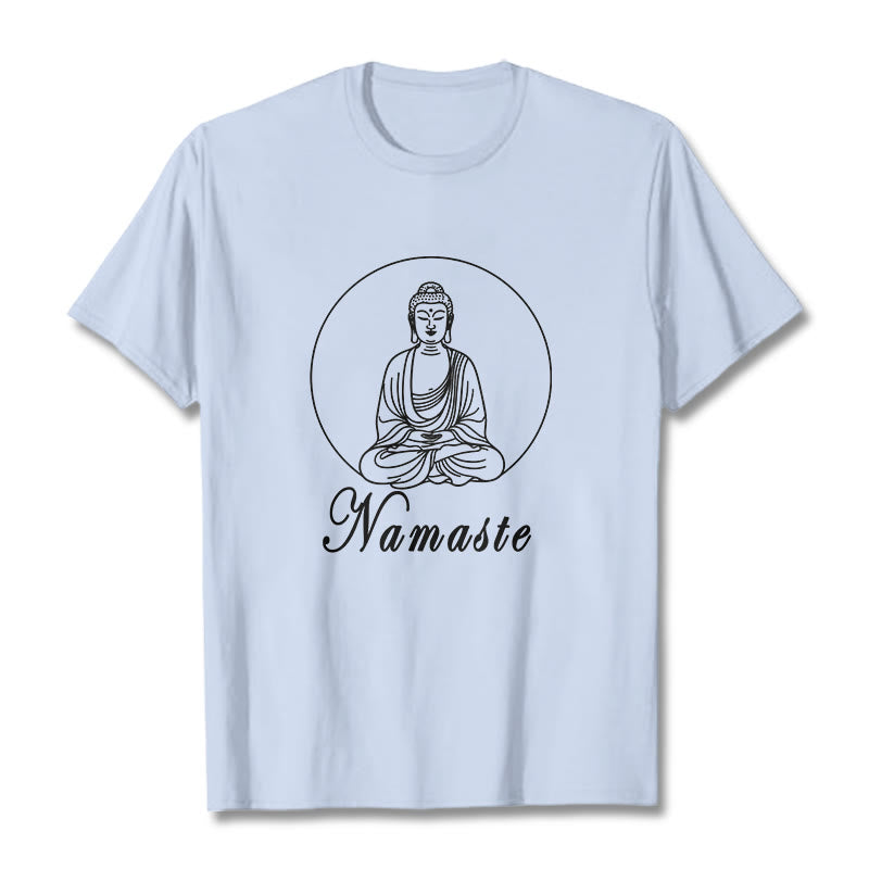 Buddha Stones NAMASTE Buddha Meditierendes T-Shirt - HellCyan - 2XL - image 19